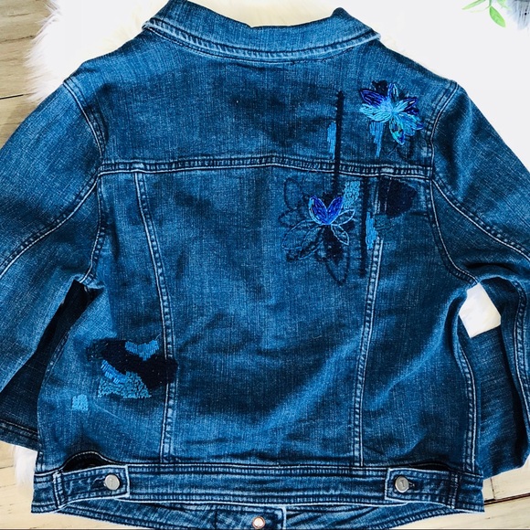 Anthro  Pilcro Sequined Denim Jacket Size XL - Picture 7 of 8